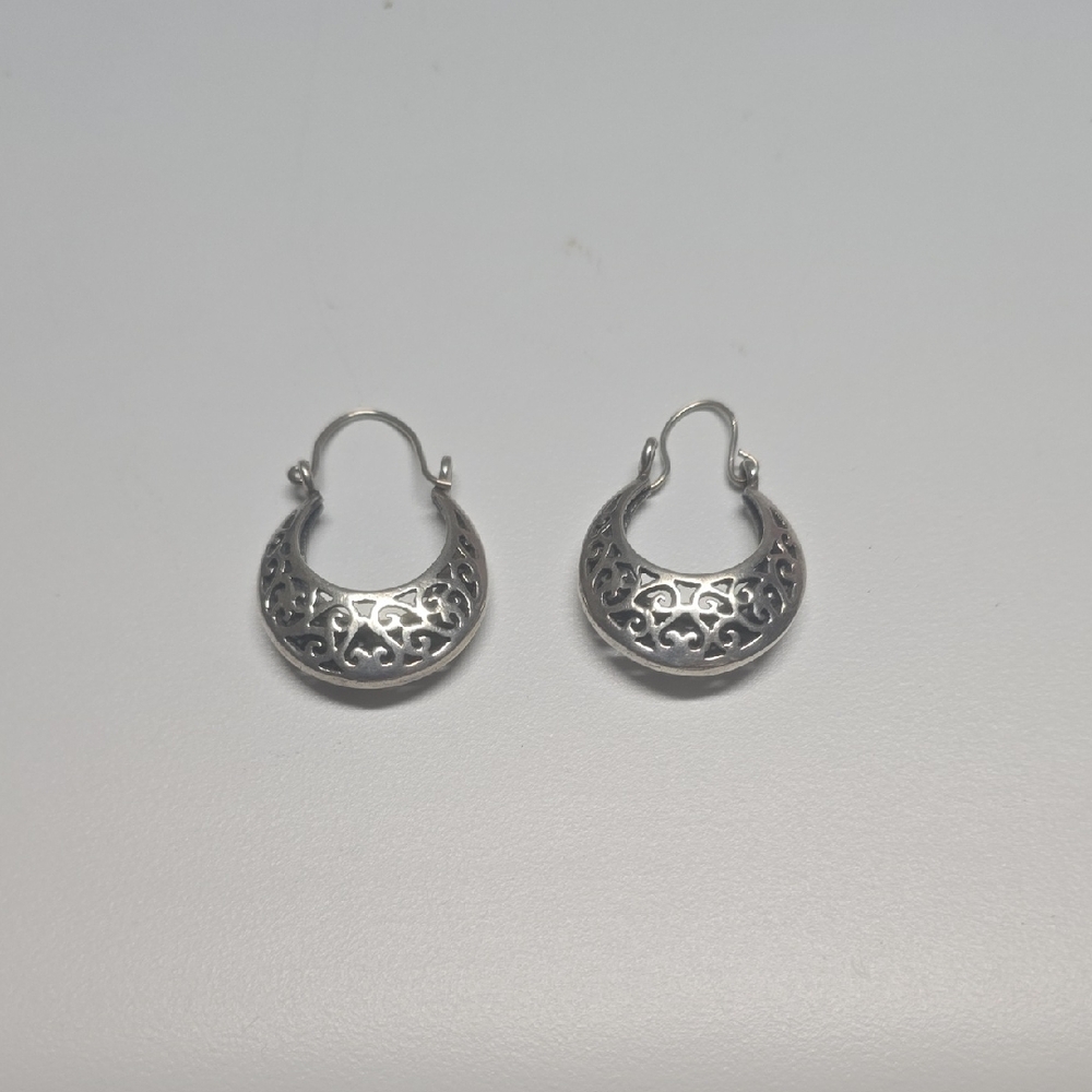 Intricate Silver Filigree Hoop Earrings